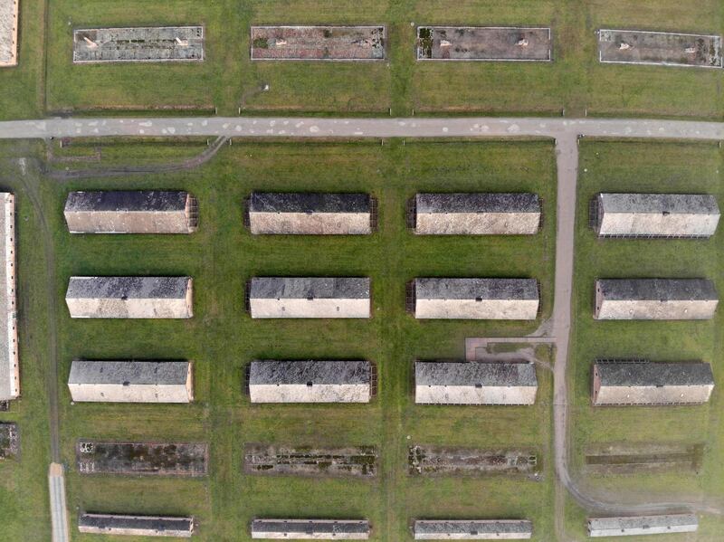 The remains of barracks for prisoners at the former German Nazi death camp Auschwitz II - Birkenau.  AFP