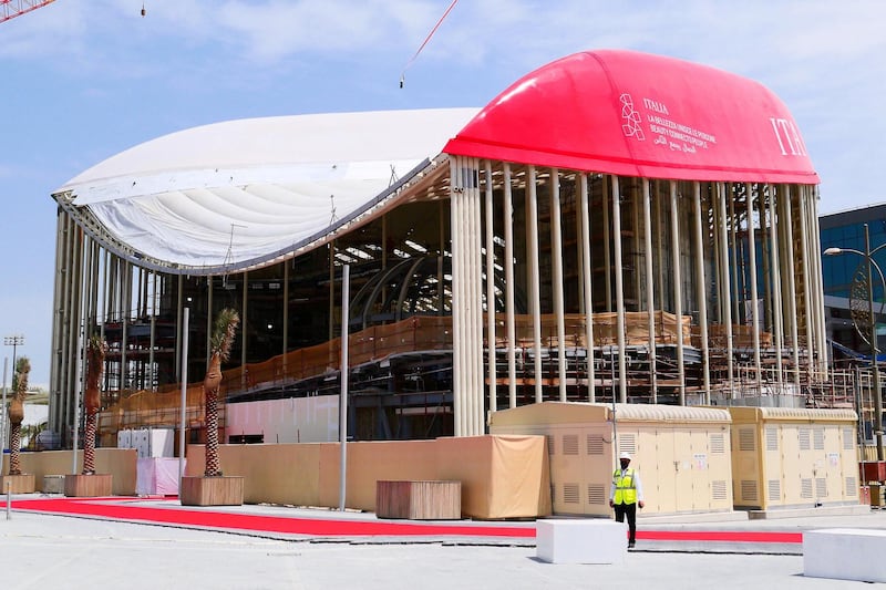 View of the Italy pavilion at EXPO 2020 site in Dubai on April 27,2021.  (Pawan Singh/The National) Story by Ramola