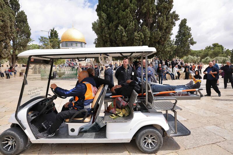 The Palestinian Red Crescent Society said their medics did not treat any wounded worshippers on Thursday morning.