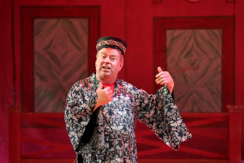 Dubai, United Arab Emirates - December 19, 2018: Graham Fawcett who is the director but also plays the Emperor of China. The Madinat Theatre is putting on the pantomime Aladdin over the Xmas holidays. Wednesday the 19th of December 2018 at the Madinat Theatre, Dubai. Chris Whiteoak / The National