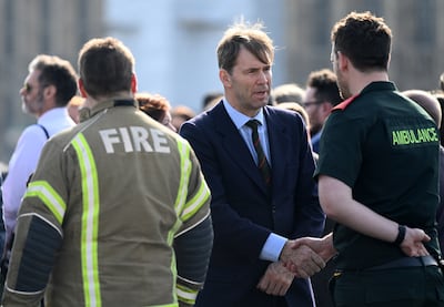 British Conservative MP Tobias Ellwood during a memorial service on Westminster Bridge in London last year. EPA