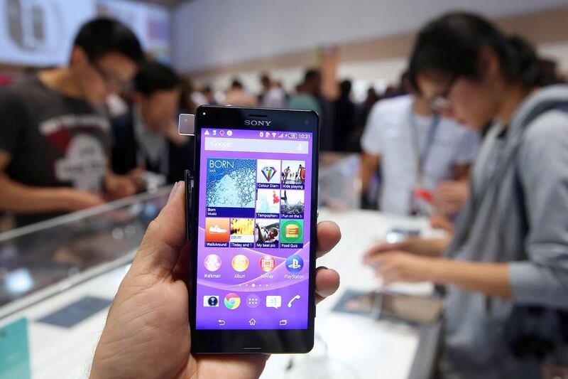The Sony Xperia Z3 smartphone on display at the 2014 IFA Berlin consumer electronics show. Sean Gallup / Getty Images