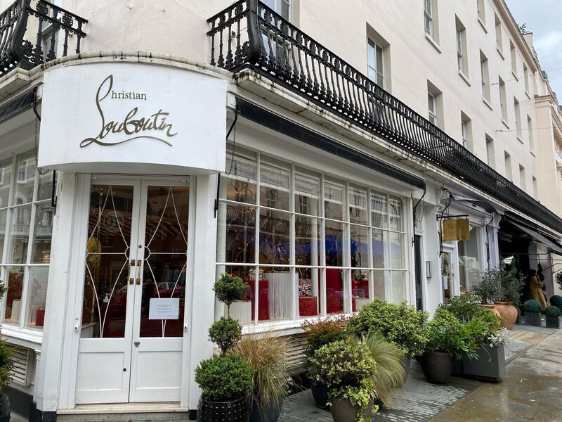 Christian Louboutin on Motcomb Street. Luxury retailers in parts of London such as Belgravia are struggling without the regular influx of Arabic tourists Alice Haine/The National