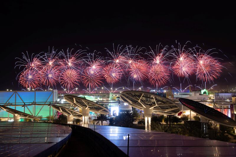 Fireworks light up the sky at Expo 2020 Dubai on January 1, 2022. A number of dazzling displays will welcome in 2023 on Saturday. Photo: Reuters