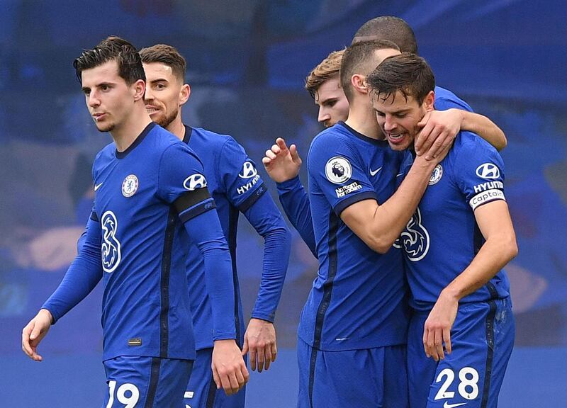 Chelsea captain Cesar Azpilicueta celebrates after scoring the opening goal. AFP