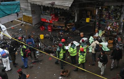 The bomb exploded in Anarkali market, Lahore. EPA