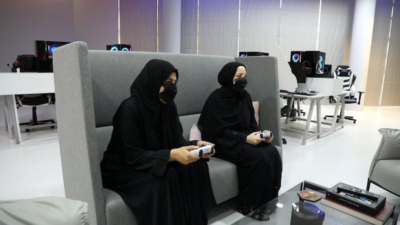 Screenshots for a video she's done about an all-girls gaming lounge in Abu Dhabi. Photo: Wajod Alkhamis / The National 