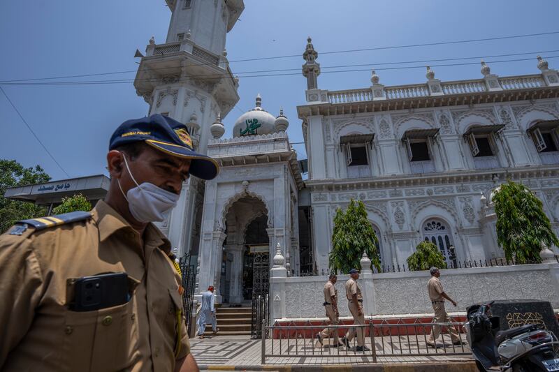 Security was beefed up in Mumbai after Maharashtra Navnirman Sena (MNS) party chief Raj Thackeray called for Hindu hymns to be broadcast outside mosques during Muslim call to prayer. AP