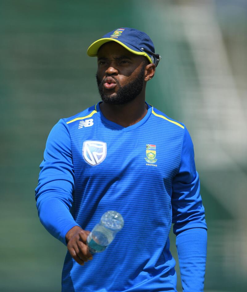 JOHANNESBURG, SOUTH AFRICA - JANUARY 22: South Africa batsman Temba Bavuma reacts during South Africa nets at The Wanderers ahead of the 4th and final Test Match on January 22, 2020 in Johannesburg, South Africa. (Photo by Stu Forster/Getty Images)