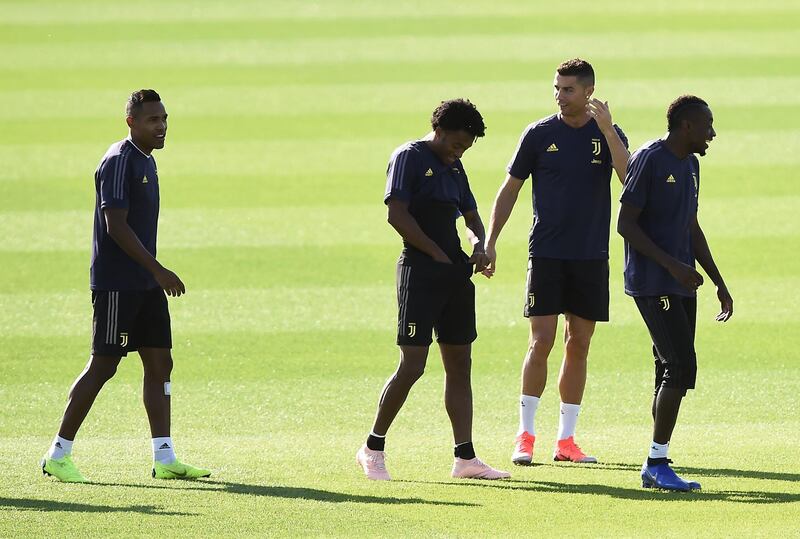 Alex Sandro, Juan Cuadrado, Cristiano Ronaldo and Blaise Matuidi during training. Reuters
