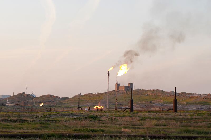 Gas is flared at an oil complex in the northern Iraqi province of Kirkuk. AFP