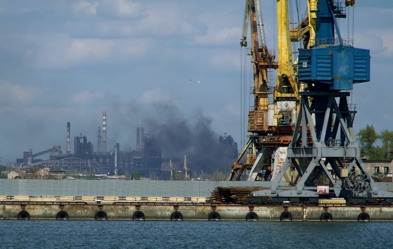 Smoke rises from the Azovstal steel plant in the city of Mariupol. AFP