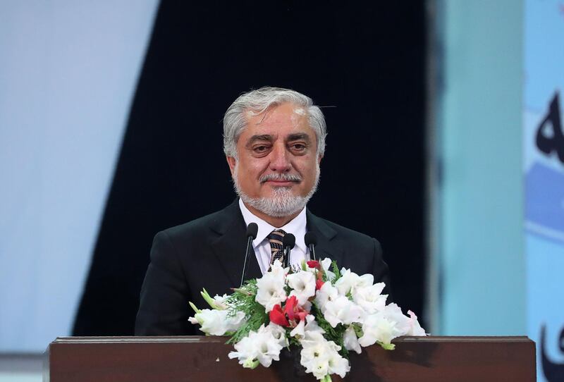 Abdullah Abdullah, chairman of the Afghan High Council for National Reconciliation, addresses the loya jirga on its final day. AFP