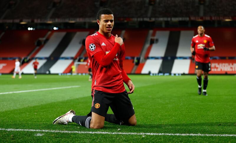 Mason Greenwood celebrates the first goal. Getty