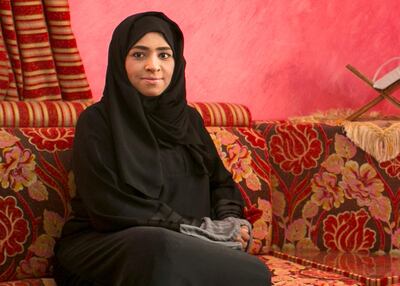 KALBA, UNITED ARAB EMIRATES, APRIL 29, 2015. 
Nadia Al Barouti  in her living room in Kalba. Photo: Reem Mohammed / The National (Reporter: Ruba Haza / Section: NA) *** Local Caption ***  RM_20150429_KALBA_02.jpg