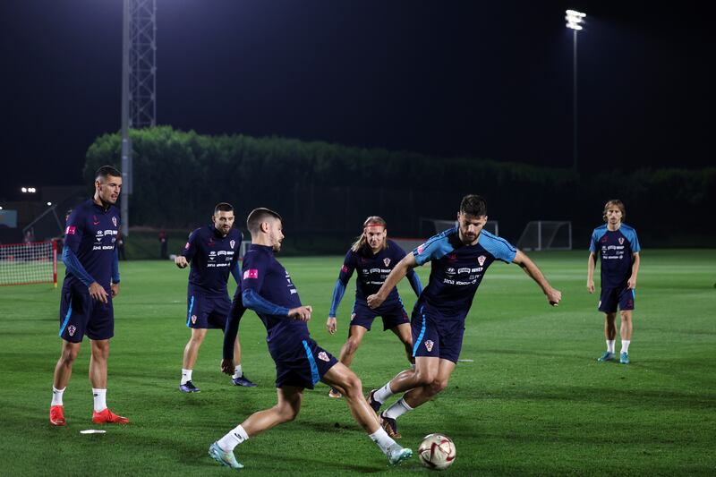 Croatia players train for the third-place play-off. Getty