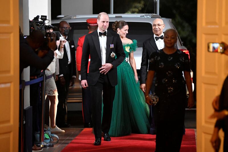 The Duke and Duchess of Cambridge arrive for dinner. PA