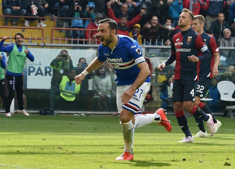 3. Fabio Quagliarella (Sampdoria), 22 goals, 44 points. Previously a scorer of spectacular goals, now, at a ripe old 36, suddenly Serie A’s most reliable finisher. Getty Images