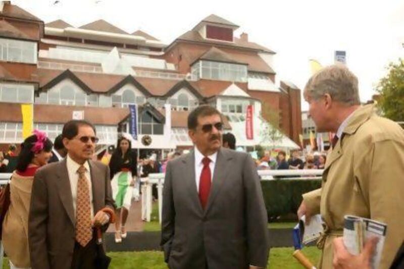 Sheikh Hamdan bin Rashid, Deputy Ruler of Dubai (centre) at Newbury Racecourse over the weekend.