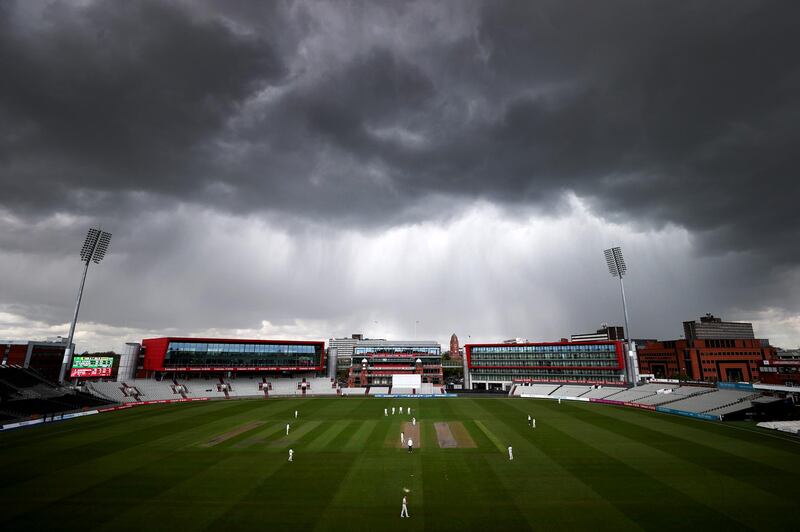 Storm clouds gather during the County Championship game between Lancashire and Glamorgan at Old Trafford on Friday, May 7. Getty