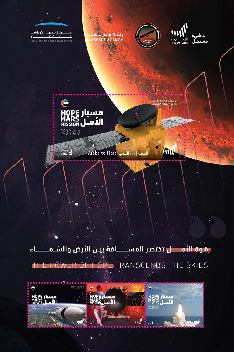 Four commemorative stamps celebrating UAE Mars Mission have been issued by Emirates Post. Emirates Post 
