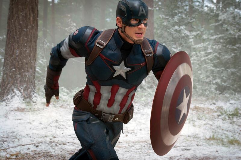 FILE - This file photo provided by Disney/Marvel shows Chris Evans as Captain America/Steve Rogers, in the new film, "Avengers: Age Of Ultron." Evans suggested his run as Captain America is done. The filmmakers controlling the Avengersâ€™ fates say he shouldnâ€™t shelve the shield just yet. (Jay Maidment/Disney/Marvel via AP)