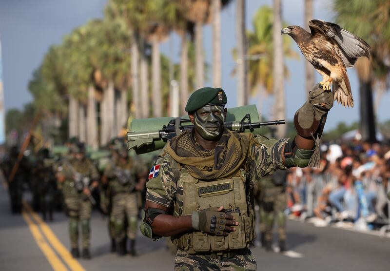 A soldier participates in a military parade to commemorate the 180th anniversary of the Dominican Republic's independence in the capital city Santo Domingo. EPA