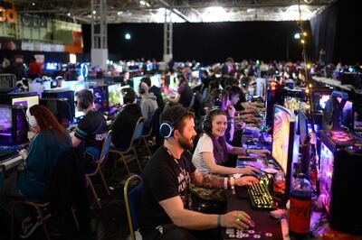 Members of a gaming community compete during the four-day Insomnia Gaming Festival in Birmingham. AFP