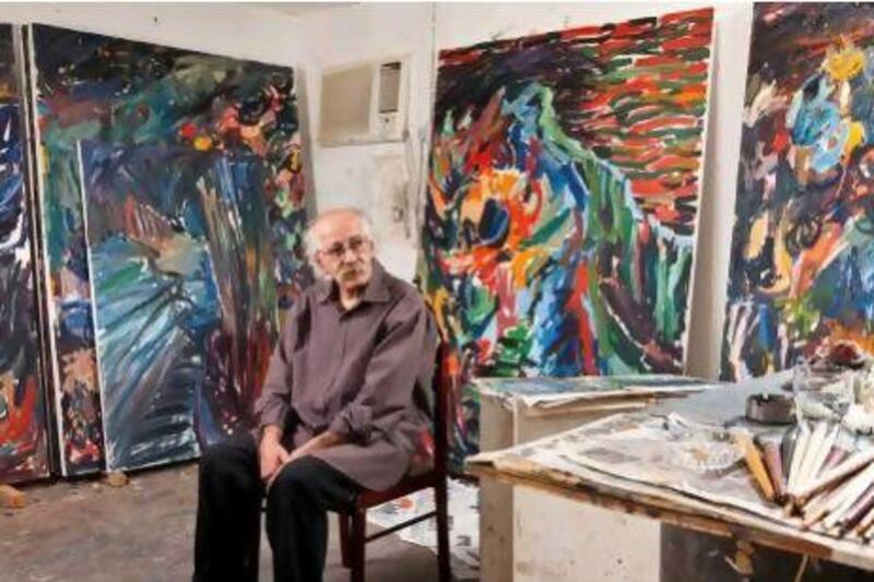 The artist Hassan Sharif at his studio at The Flying House in Al Quoz, Dubai. Antonie Robertson / The National