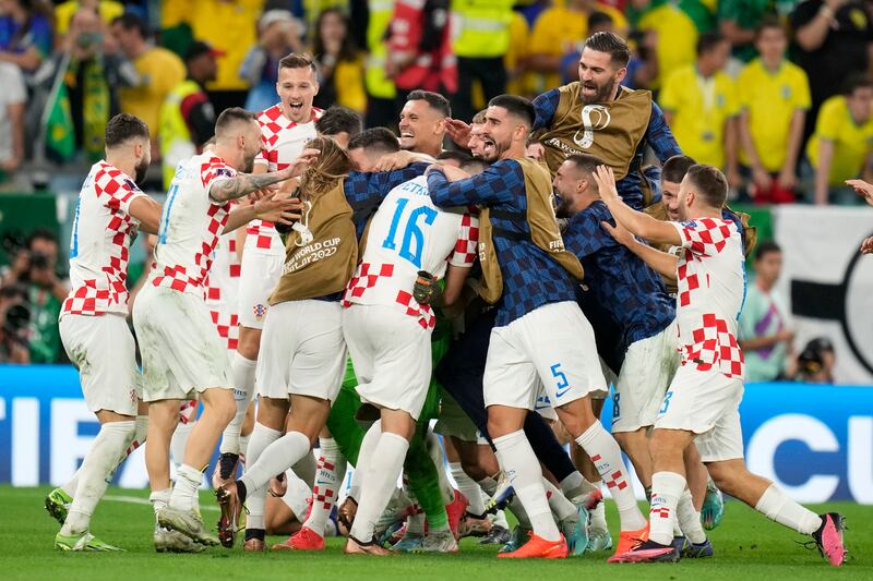 Croatia celebrate their victory. AP