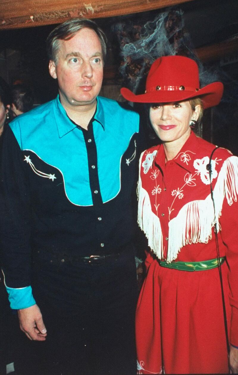Realtor Robert Trump w. wife Blaine, dressed up western style, at Halloween on the Green AIDS fundraiser, hosted by HIV-positive, ex-basketball star Magic Johnson, at Tavern on the Green.  (Photo by Robin Platzer/Twin Images/The LIFE Images Collection via Getty Images/Getty Images)