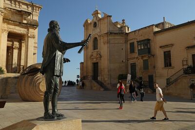 VALLETTA, MALTA - MARCH 30:  A statue of Jean Parisot de Valette, Grand Master of the Order of the Knights of Malta, stands on March 30, 2017 in Valletta, Malta. Valletta, a fortfied town that dates back to the 16th century, is the capital of Malta and a UNESCO World Heritage Site. In the last 2,000 years Malta has been under Roman, Muslim, Norman, Knights of Malta, French and British rule before it became independent in 1964. Today Malta remains a crossroads of cultures and is a popular tourist destination.  (Photo by Sean Gallup/Getty Images)