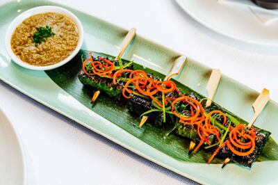 The betel leaf beef comes with minced meat. Courtesy Indochine 