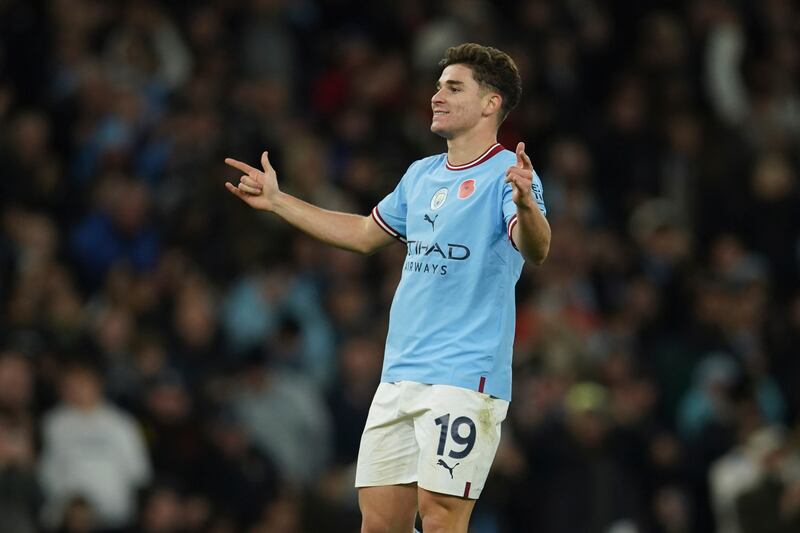 Manchester City's Julian Alvarez earns £50,000 a week. AP