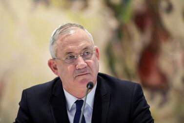 Israeli Defence Minister Benny Gantz attends a cabinet meeting of the new government in the Knesset, the Israeli Parliament, in Jerusalem, May 24, 2020. Reuters
