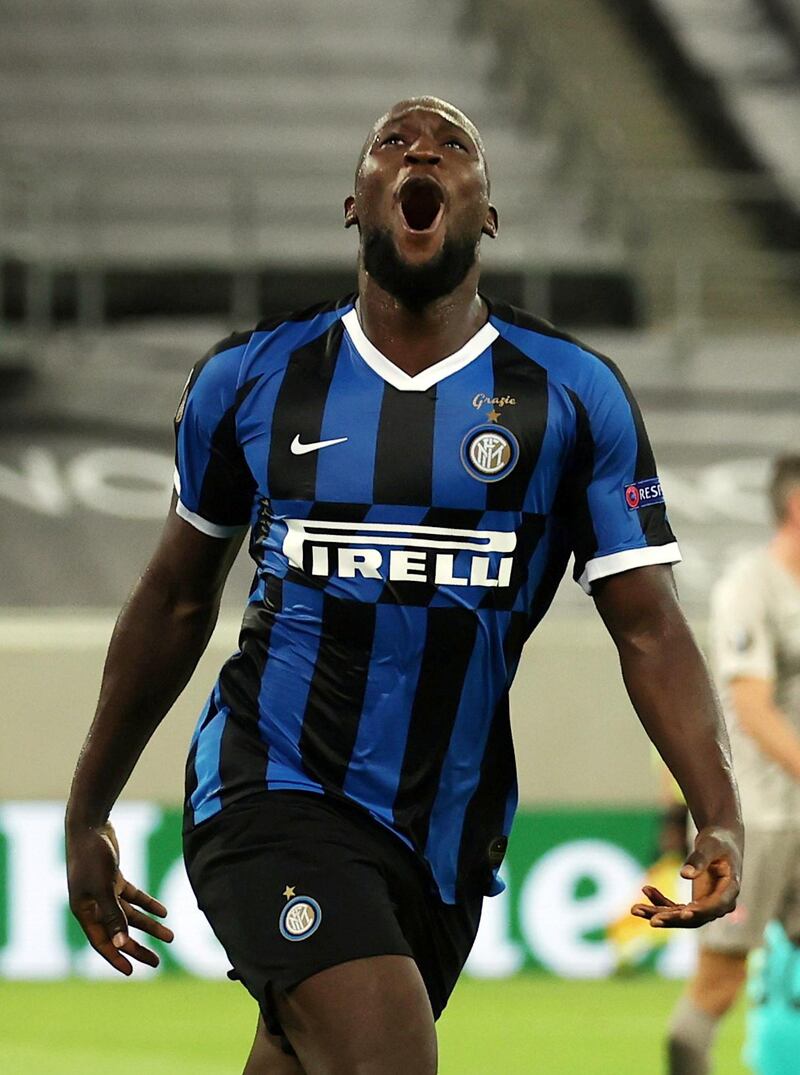 Inter Milan's Romelu Lukaku celebrates scoring. Reuters