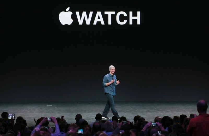 Tim Cook announces the Apple Watch. Justin Sullivan/ Getty Images/ AFP