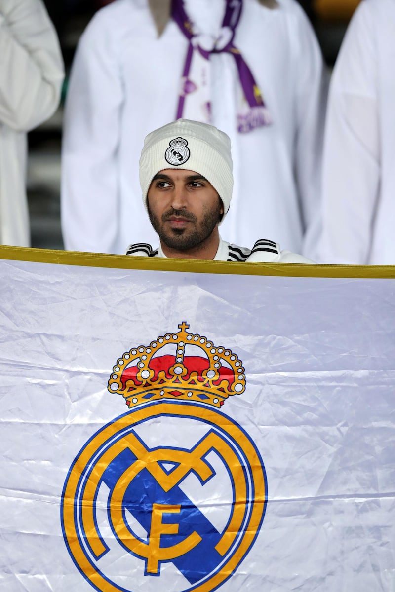 Abu Dhabi, United Arab Emirates - December 22, 2018: Real Madrid fans before the match between Real Madrid and Al Ain at the Fifa Club World Cup final. Saturday the 22nd of December 2018 at the Zayed Sports City Stadium, Abu Dhabi. Chris Whiteoak / The National