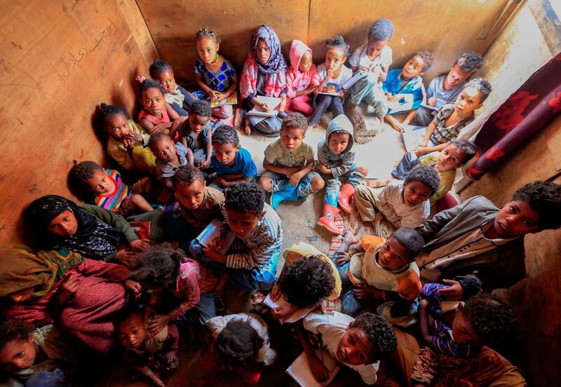 A classroom of 'Muhamasheen' children in the slums of the Yemeni capital. AFP