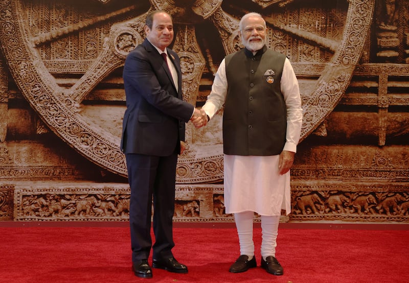 India's Prime Minister Narendra Modi with Egyptian President Abdel Fattah El Sisi at the G20 summit. Getty