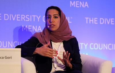 DUBAI ,  UNITED ARAB EMIRATES , JULY 3 – 2019 :- ENG. NOOR HASSAN SHABIB. Assistant Director General / Strategic Planning & Business Development, Saudi Industrial Development Fund speaking during the Launch of the Diversity Council MENA held at Emerald Palace Kempinski on Palm Jumeirah in Dubai. ( Pawan Singh / The National ) For Business. Story by Nada