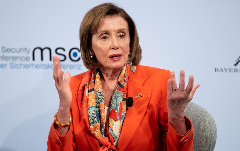 Nancy Pelosi, Speaker of the US House of Representatives, speaks on the first day of the 56th Munich Security Conference in Munich, Germany.  AP