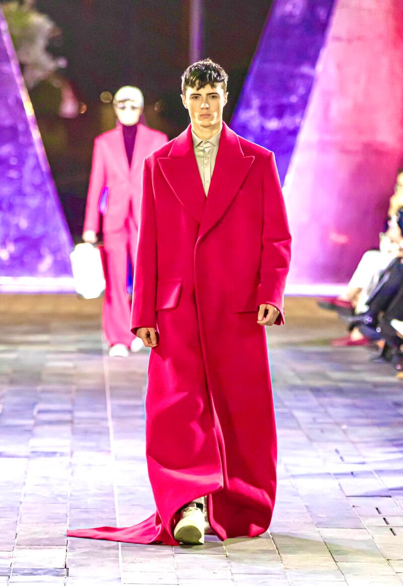 Brightly hued floor-sweeping coats offered an almost ethereal feel.