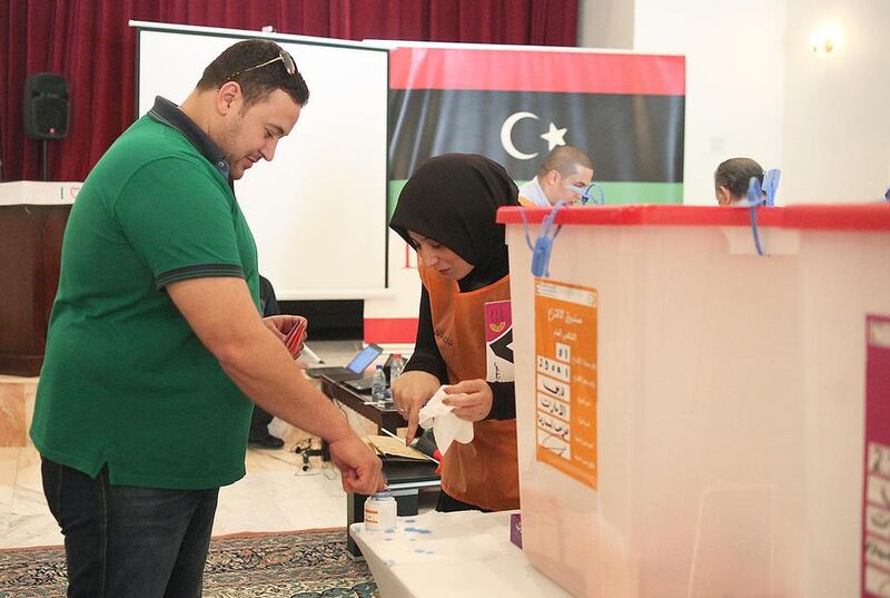 Libyan Tafiq Shadi at the Libyan consulate’s polling room in Dubai. Lee Hoagland / The National