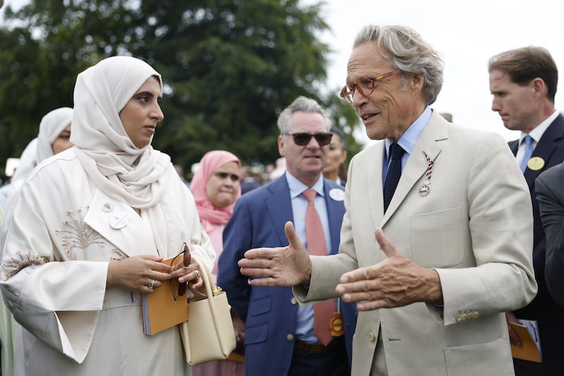 Sheikha Hissa with the Duke of Richmond on day two of the Goodwood Festival 2022 at Chichester. PA