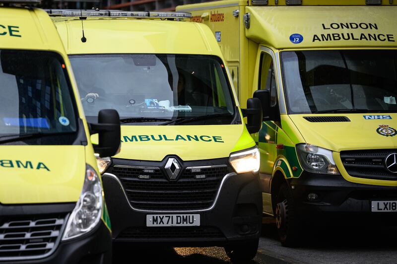 A row of ambulances outside the Royal London Hospital emergency department last week. Getty