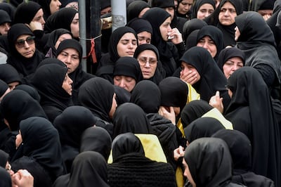 Lebanese Shiite women at the funeral of Mohammad Abdul Rasoul Alawieh in Beirut. EPA