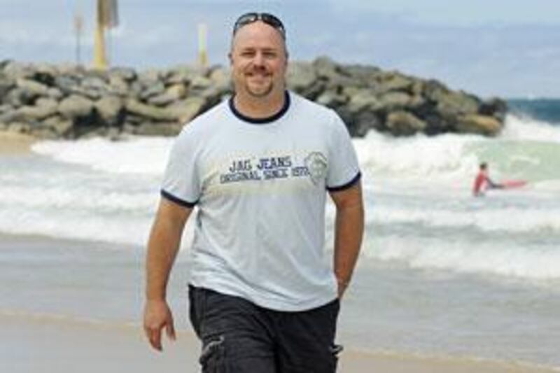 Douglas Horak from South Africa enjoys a walk on City Beach, Perth.