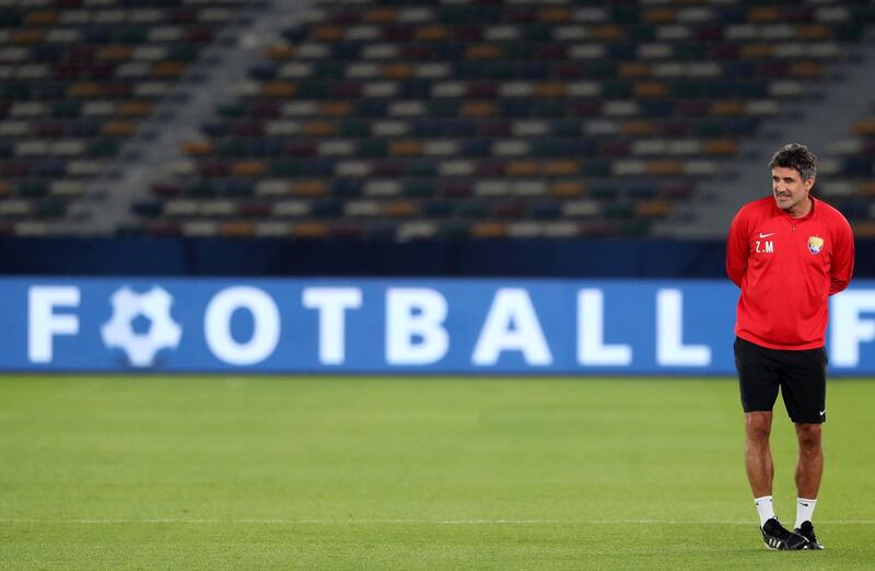 Abu Dhabi, United Arab Emirates - December 21, 2018: Al Ain manager Zoran Mamić during training ahead of the Fifa Club World Cup final. Friday the 21st of December 2018 at the Zayed Sports City Stadium, Abu Dhabi. Chris Whiteoak / The National