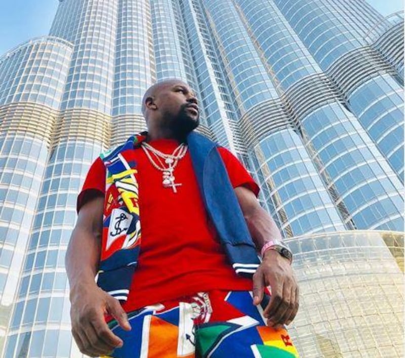 Floyd Mayweather posted this picture of himself to Instagram outside the Burj Khalifa in Dubai. 